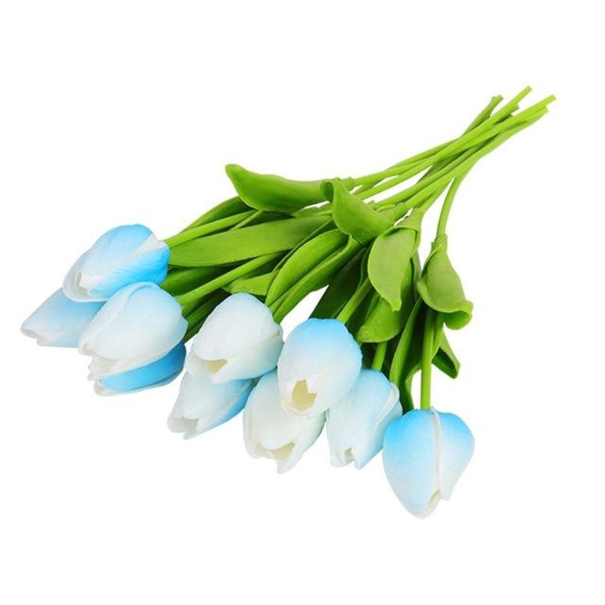 10 Artificial Tulip Flowers 35cm Stem Bouquet – Light Blue
