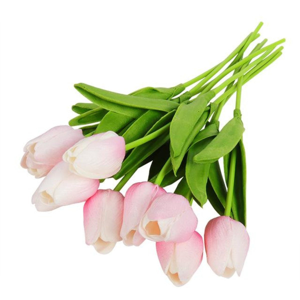 10 Artificial Tulip Flowers 35cm Stem Bouquet – Light Pink