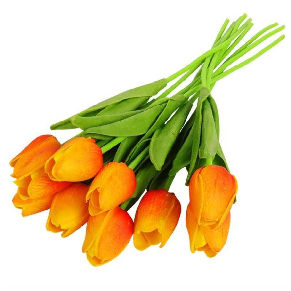 10 Artificial Tulip Flowers 35cm Stem Bouquet – Orange