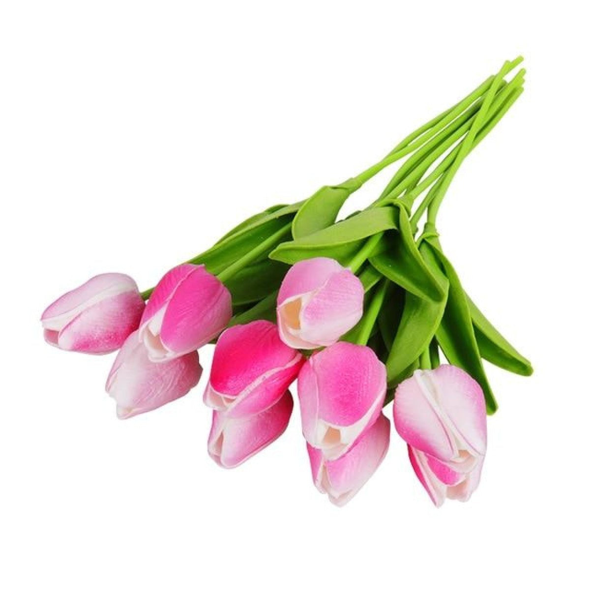 10 Artificial Tulip Flowers 35cm Stem Bouquet – Pink White 2