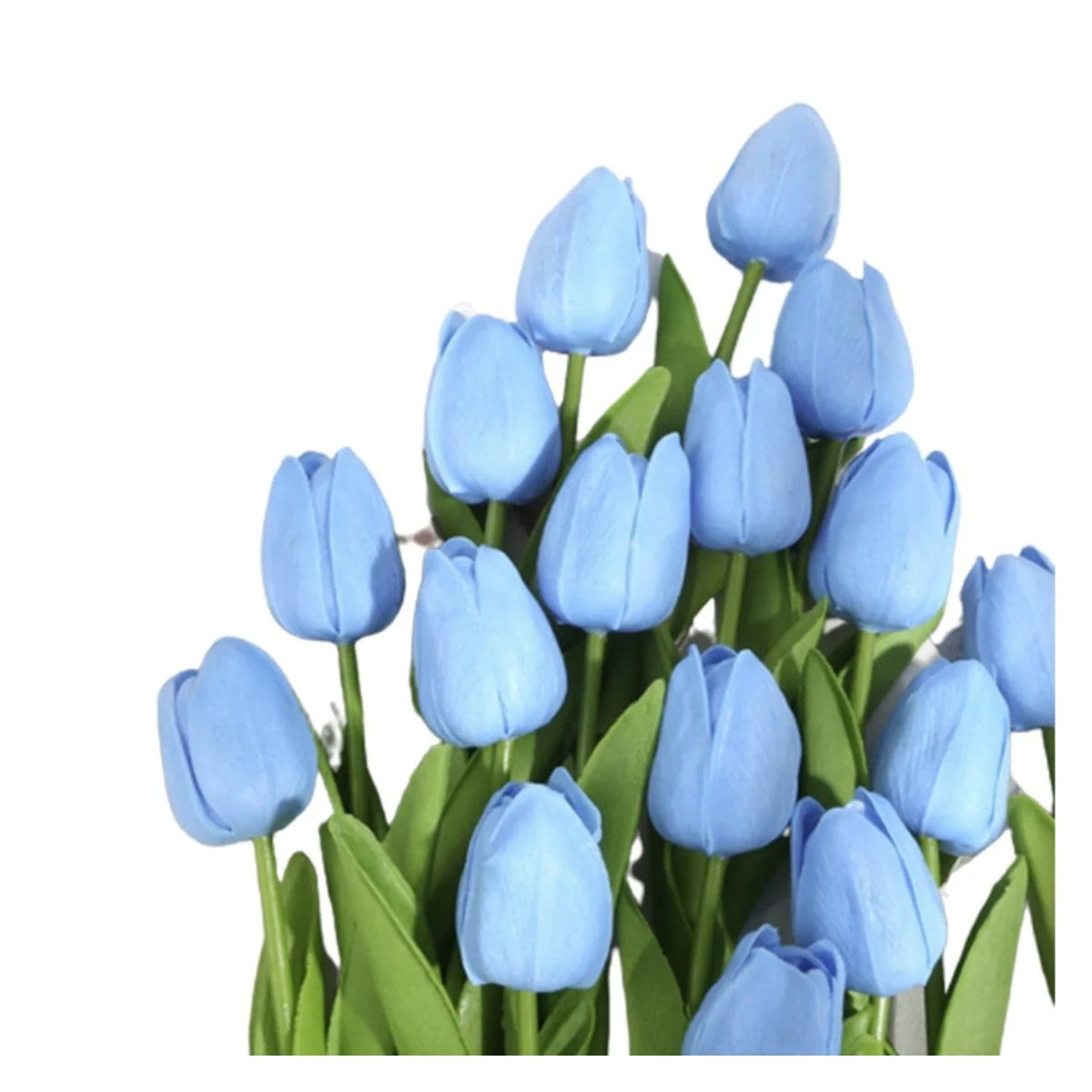10 Artificial Tulip Flowers 35cm Stem Bouquet – Sky Blue