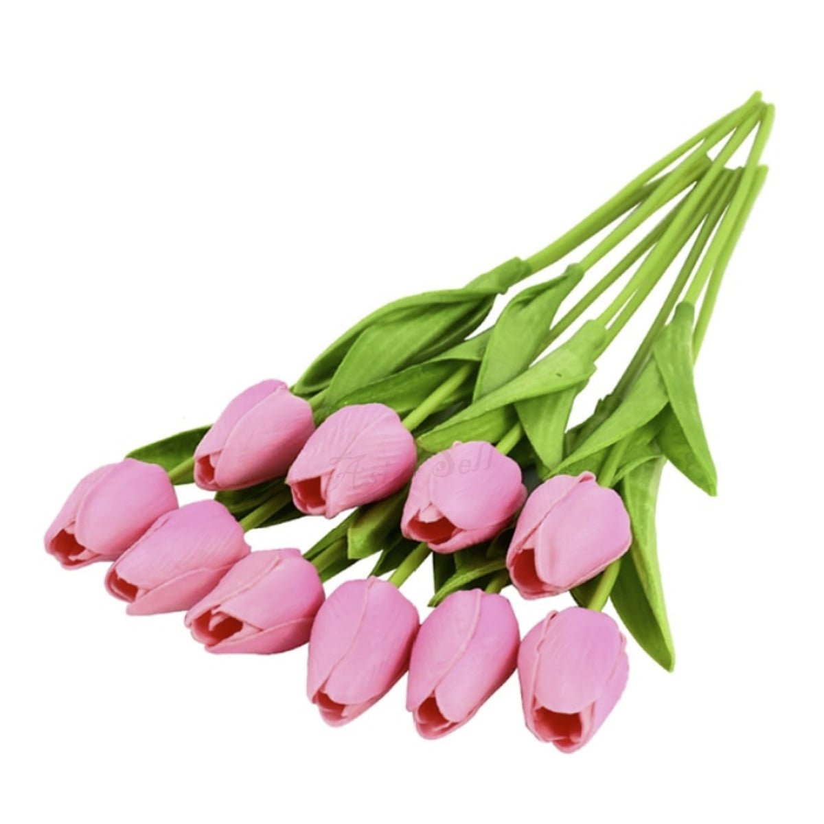 10 Artificial Tulip Flowers 35cm Stem Bouquet – Solid Pink