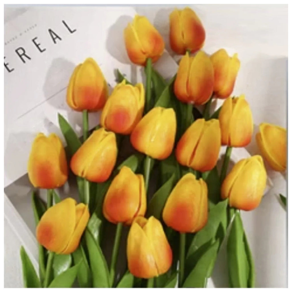 10 Artificial Tulip Flowers 35cm Stem Bouquet
