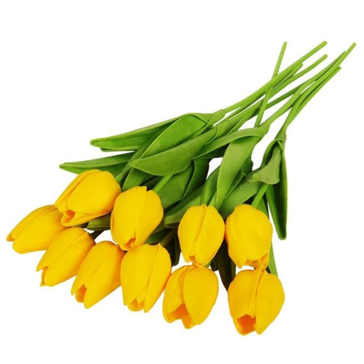 10 Artificial Tulip Flowers 35cm Stem Bouquet – Yellow Orange