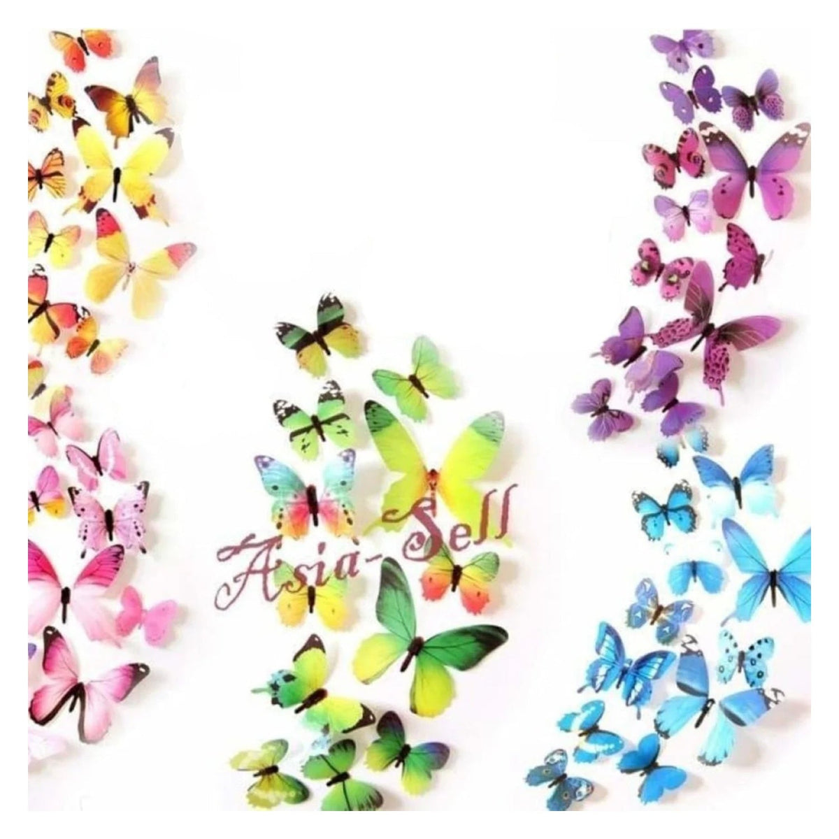 12pcs Butterfly 3D Wall Stickers 11cm Multicolour
