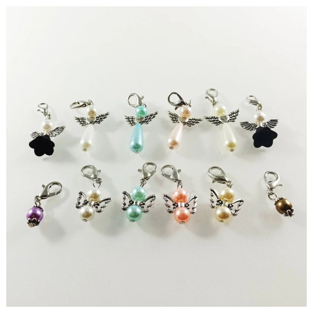 12 Stitch Markers Angel Keyring with Lobster Clasp