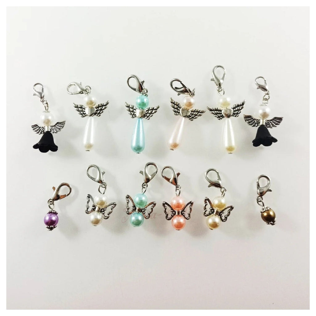 12 Stitch Markers Angel Keyring with Lobster Clasp