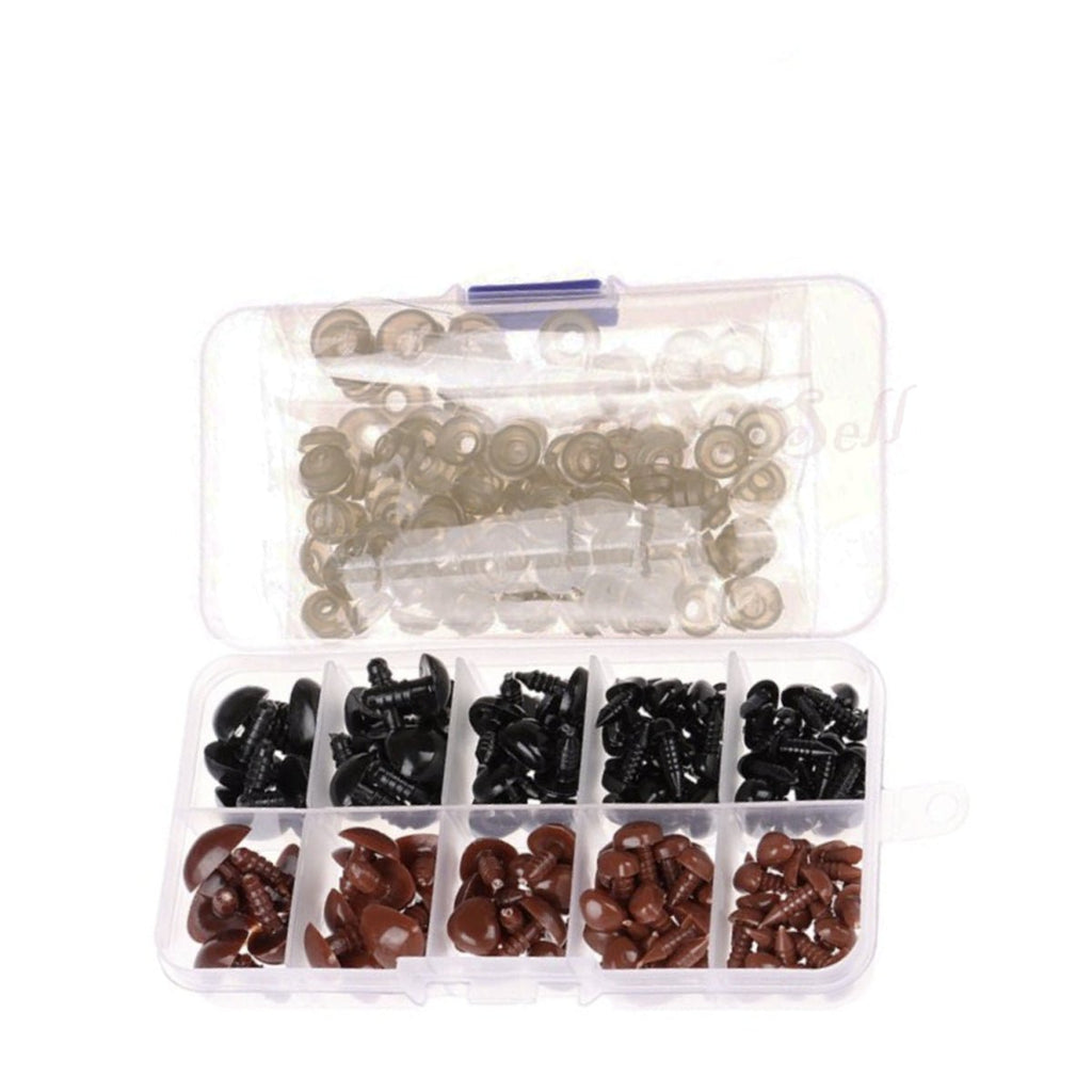 125pcs Set Plastic Toy Triangle Noses with Screw Backing – Black and Brown