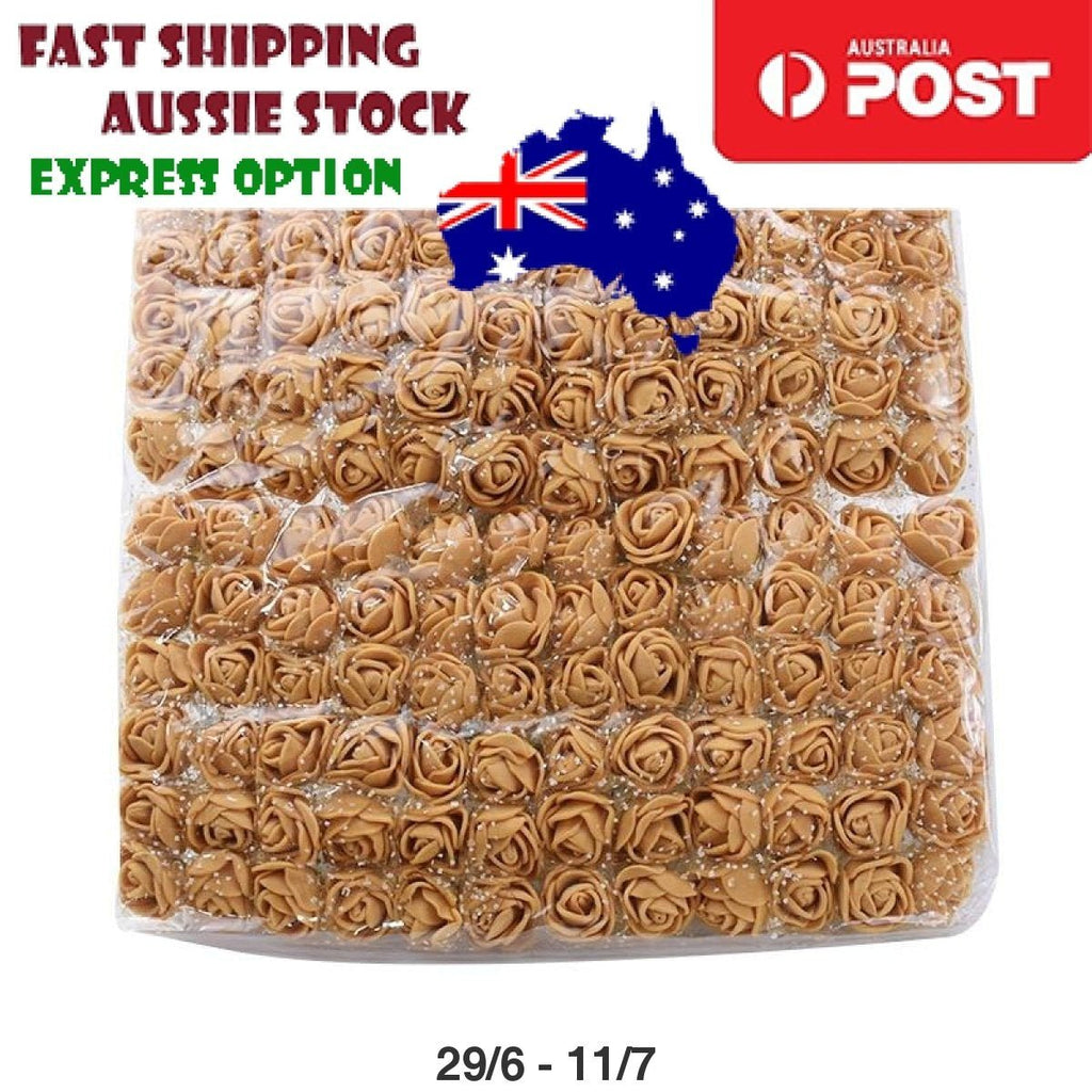 144pcs 2cm Artificial Flowers Decorative Flower Wreath Wedding Home - Tan/Light Brown - Asia Sell