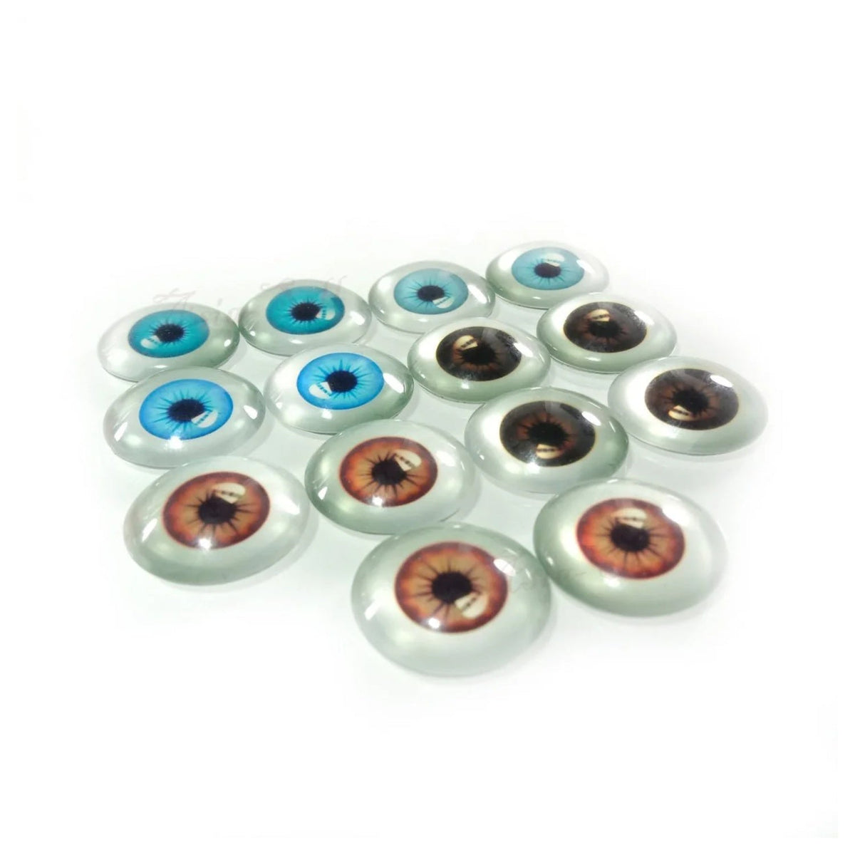 14pcs 20mm Mixed Glass Doll Eyes – Blue & Brown