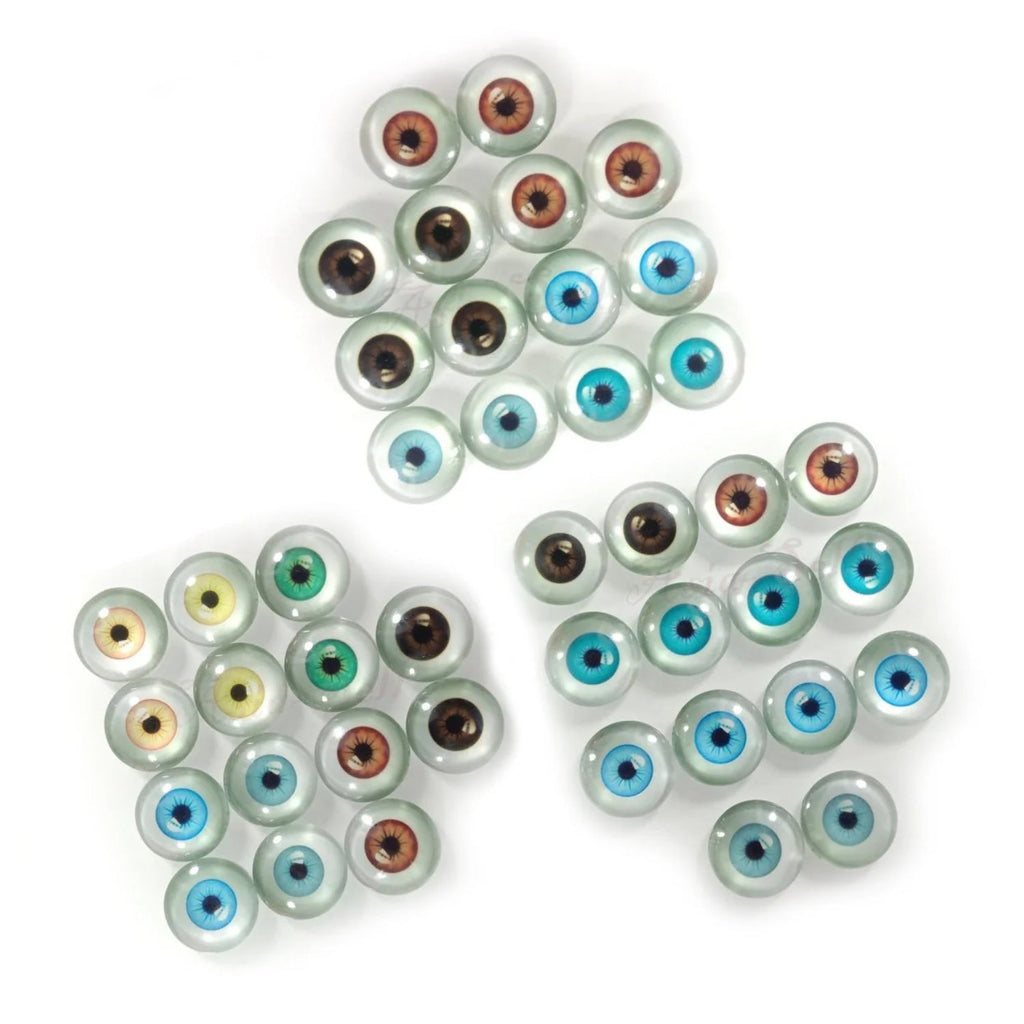 14pcs 20mm Mixed Glass Doll Eyes – Blue & Brown