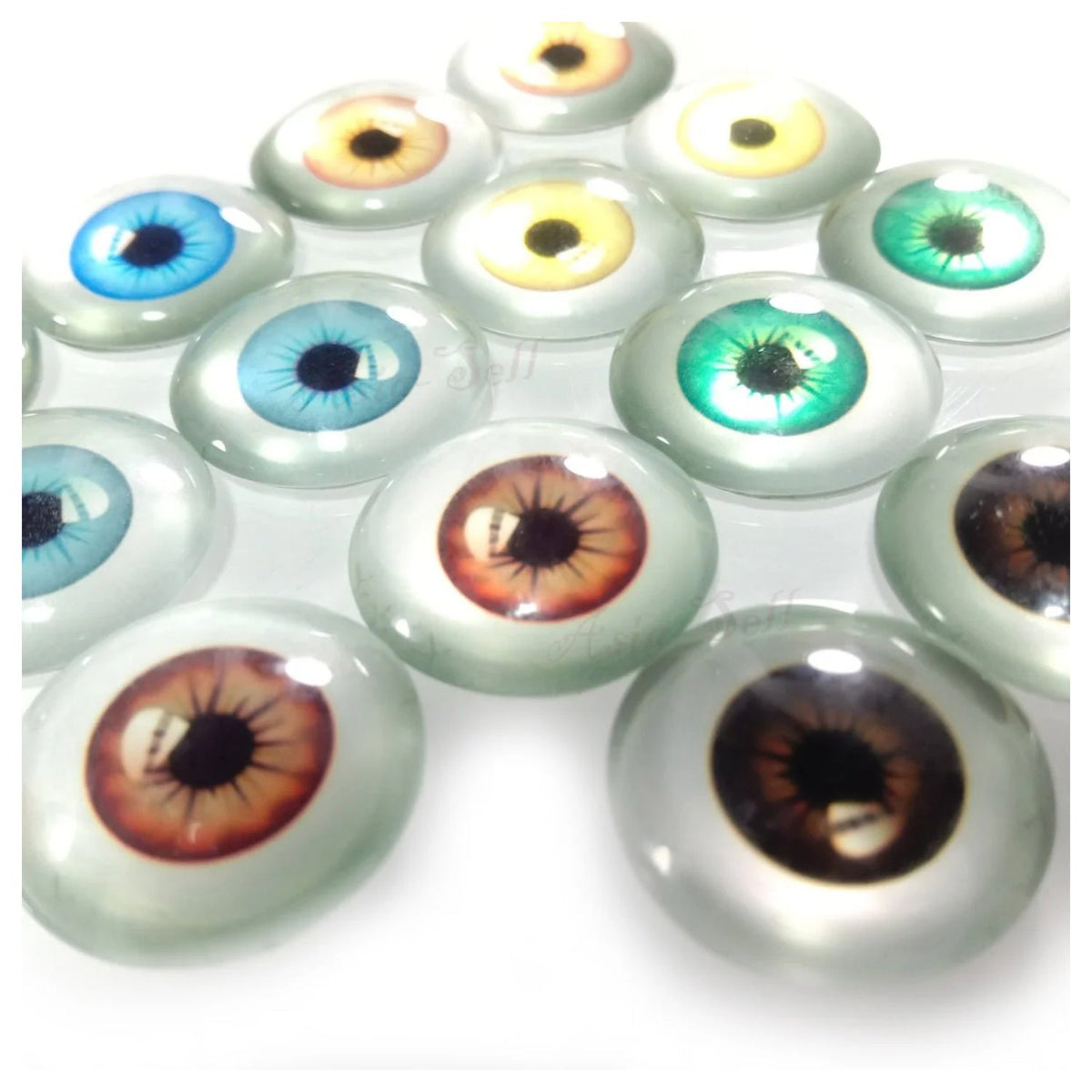 14pcs 20mm Mixed Glass Doll Eyes – Blue & Brown