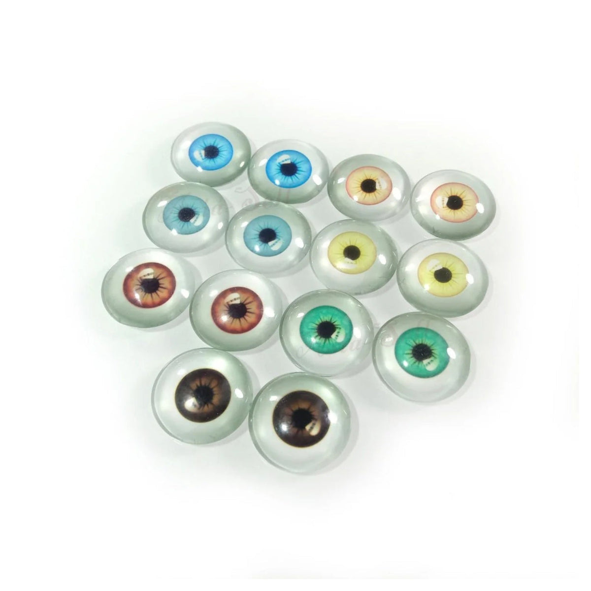 14pcs 20mm Mixed Glass Doll Eyes – Blue & Brown