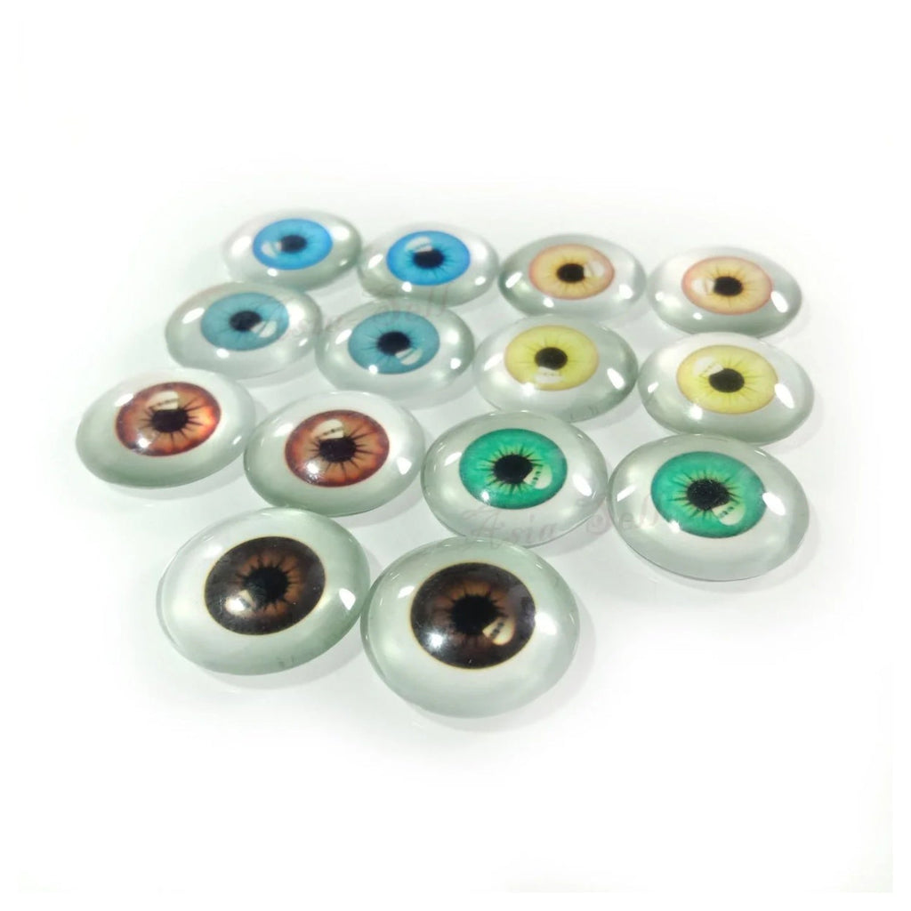 14pcs 20mm Mixed Glass Doll Eyes – Blue & Brown
