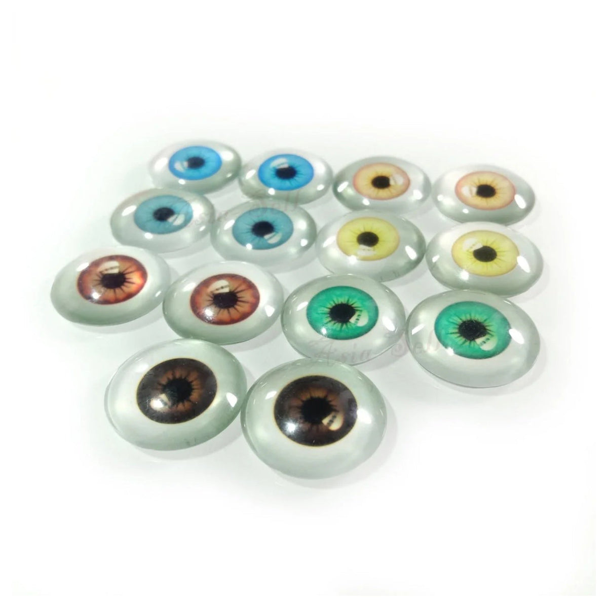 14pcs 20mm Mixed Glass Doll Eyes – Blue & Brown
