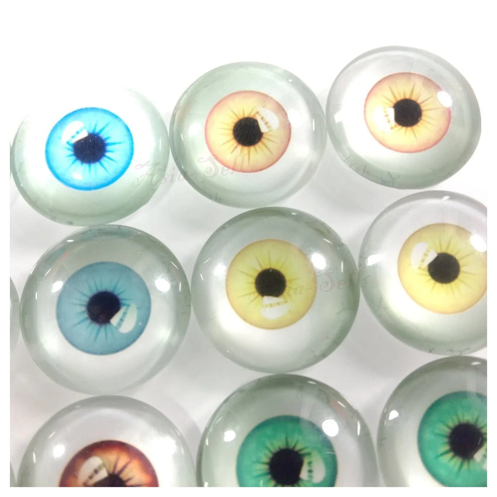 14pcs 20mm Mixed Glass Doll Eyes – Blue & Brown