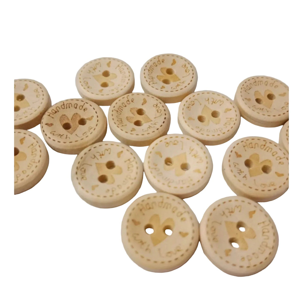 15-25mm DIY Round Wood Buttons 2-Hole Heart – 15mm 100PCS