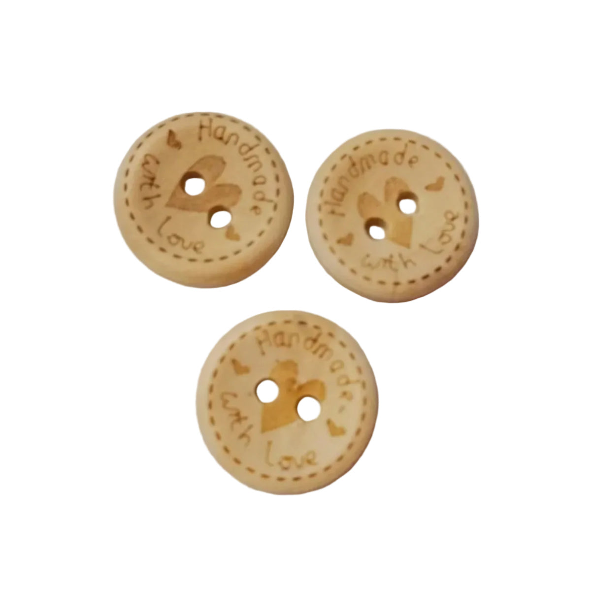 15-25mm DIY Round Wood Buttons 2-Hole Heart – 15mm 10PCS