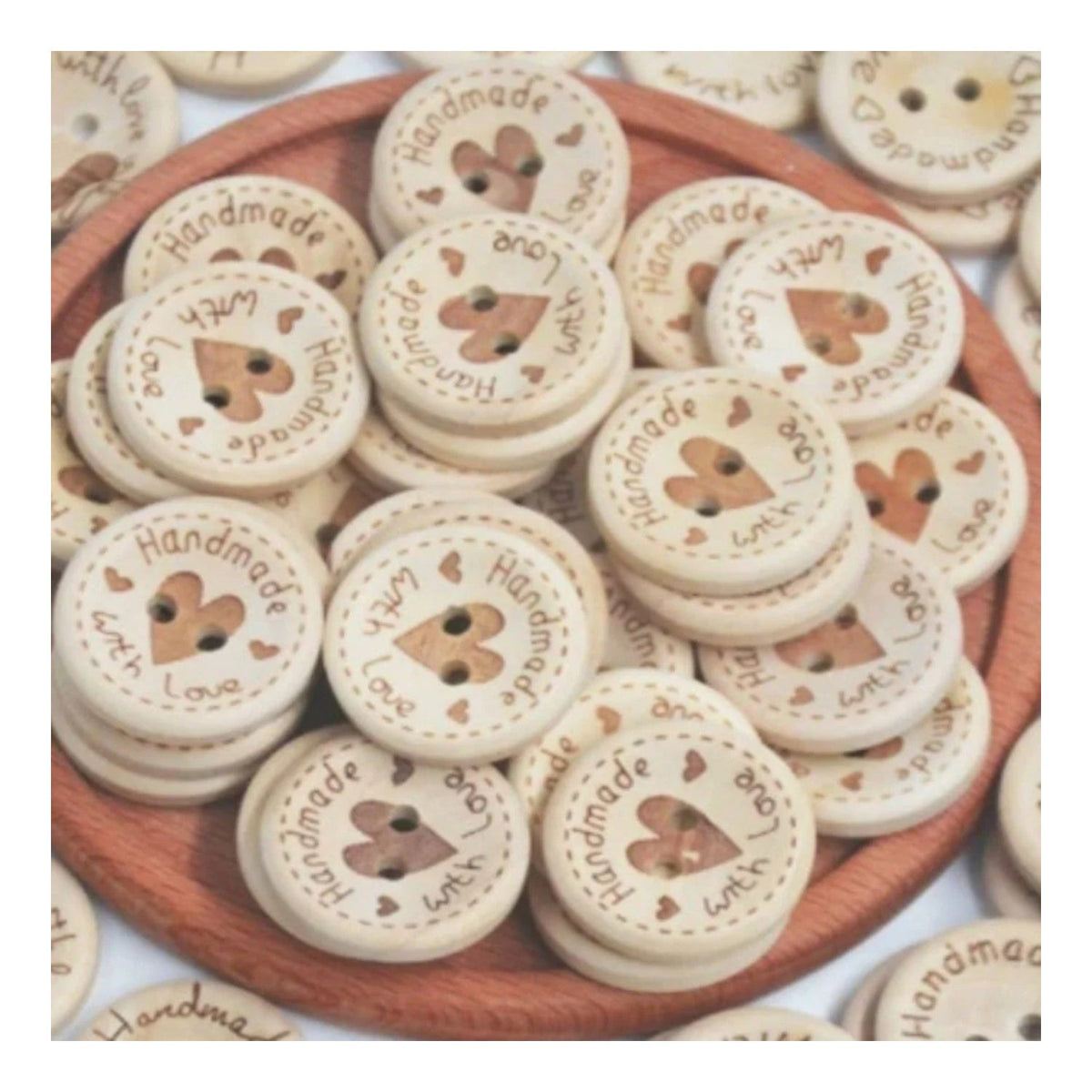 15-25mm DIY Round Wood Buttons 2-Hole Heart – 25mm 10PCS
