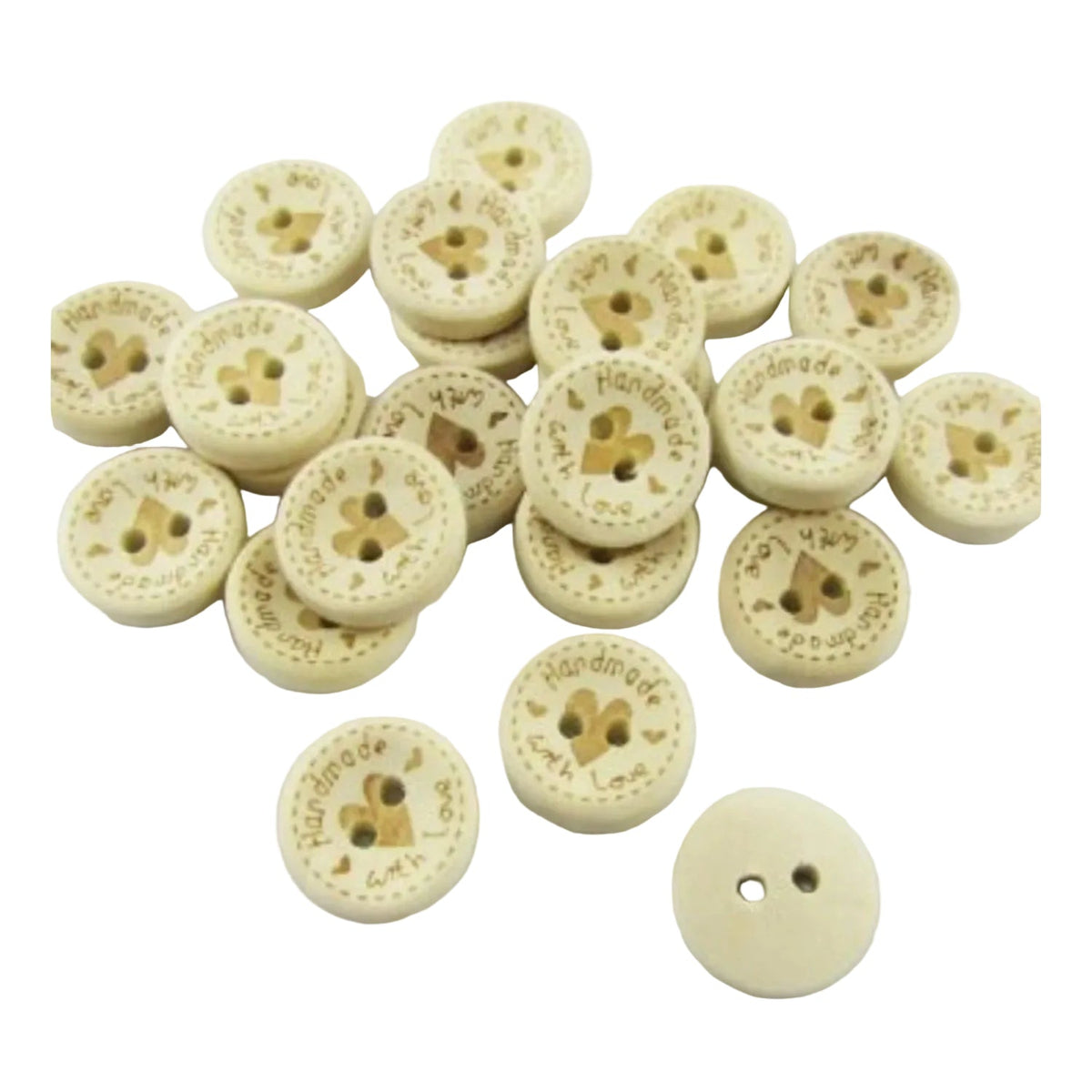 15-25mm DIY Round Wood Buttons 2-Hole Heart – 25mm 20PCS