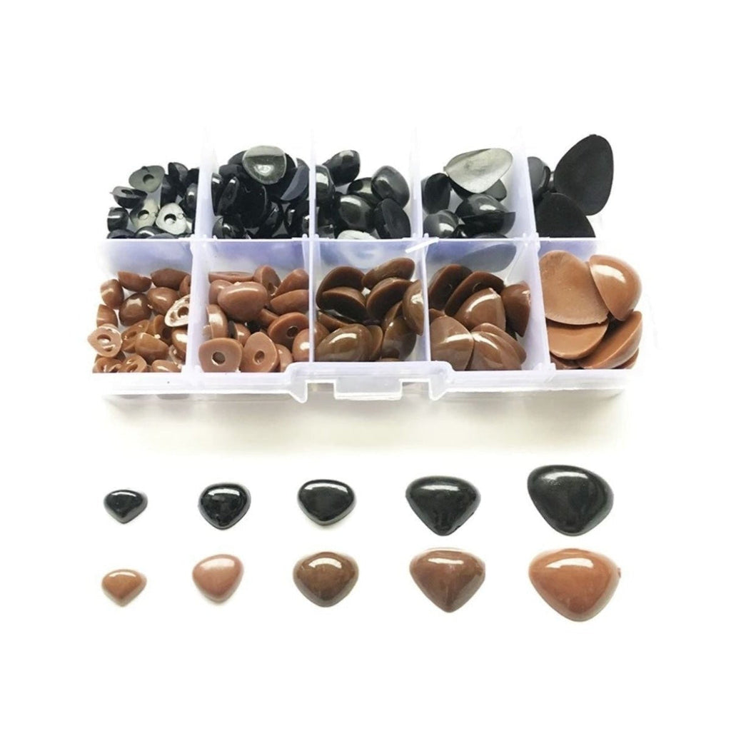 150pcs Plastic Toy Nose Set Triangle Shapes – Black and Brown