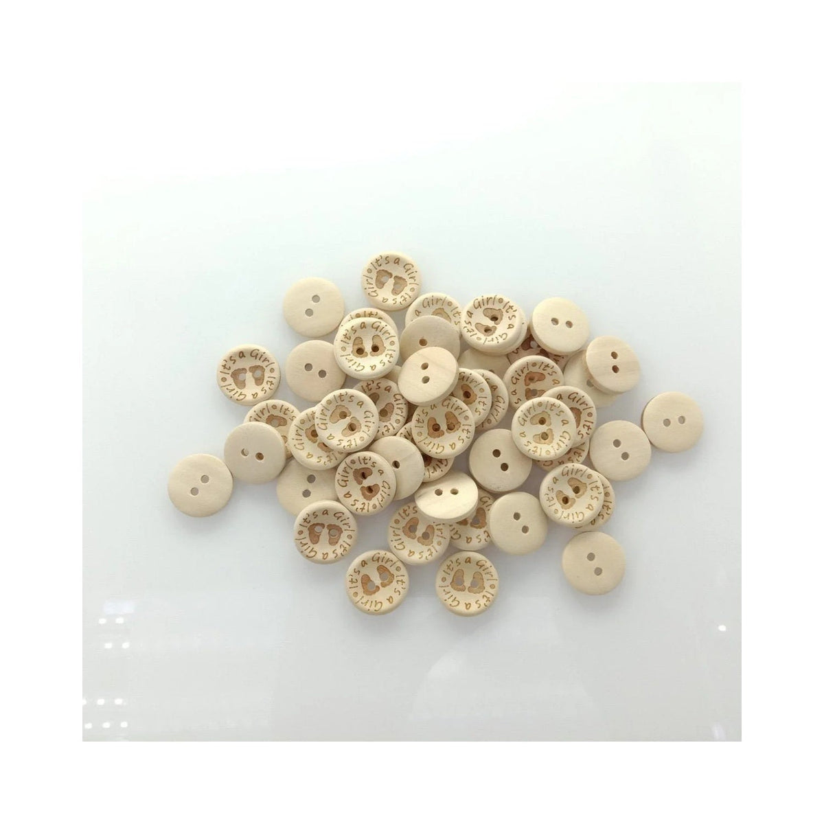 It's a Girl/Boy Wooden Button Natural Wood 15mm, 20mm or 25mm