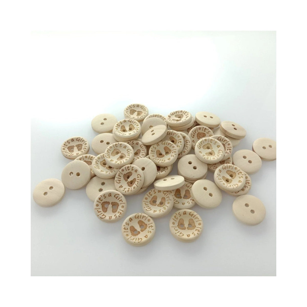It's a Girl/Boy Wooden Button Natural Wood 15mm, 20mm or 25mm