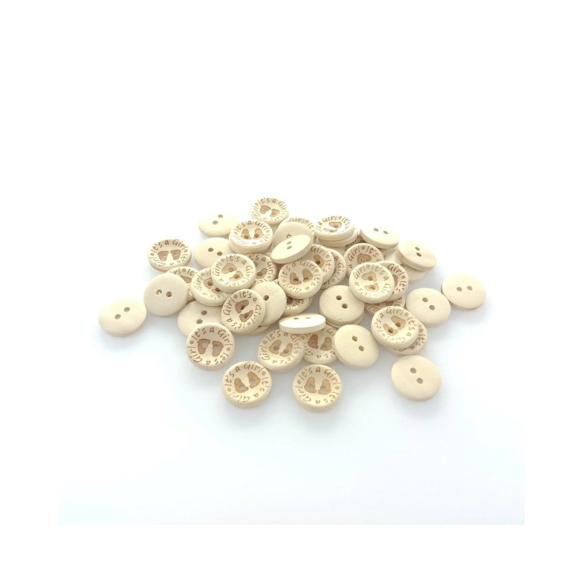 It's a Girl/Boy Wooden Button Natural Wood 15mm, 20mm or 25mm