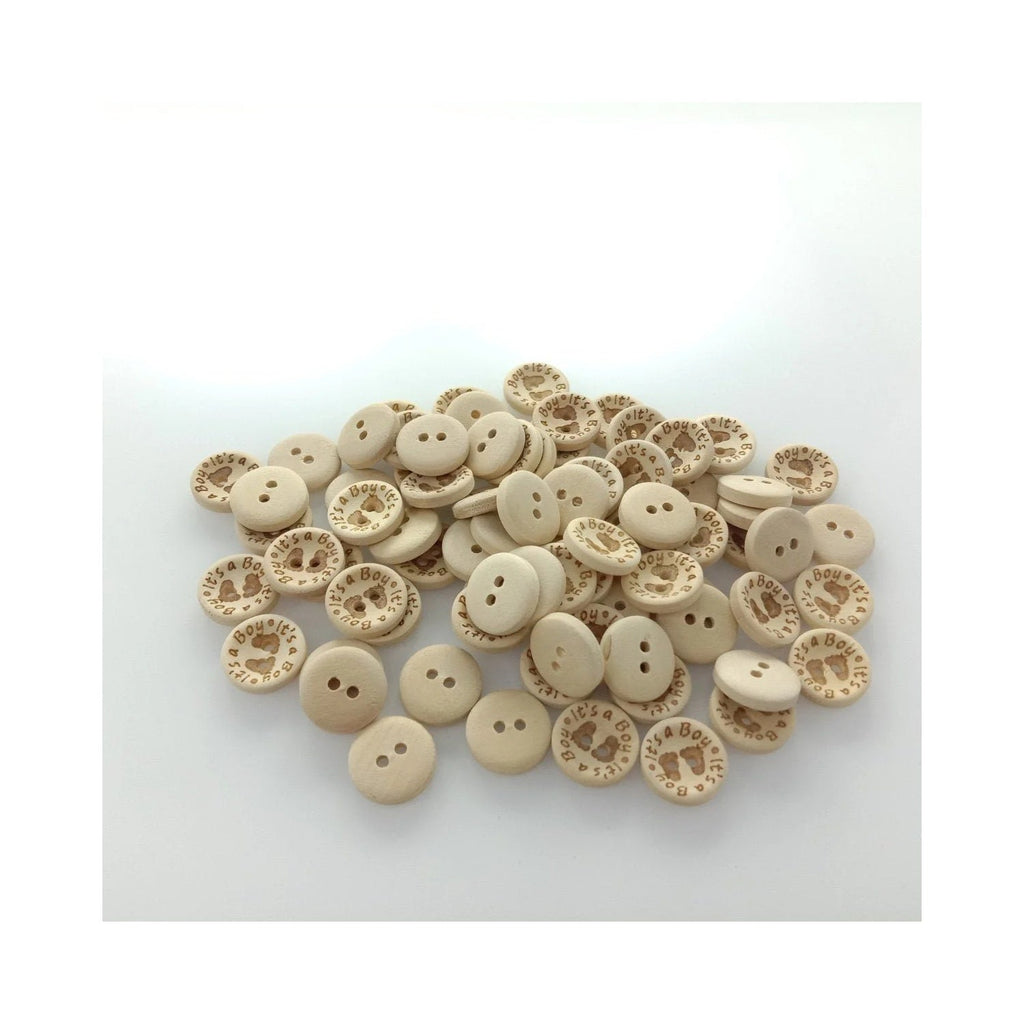 It's a Girl/Boy Wooden Button Natural Wood 15mm, 20mm or 25mm