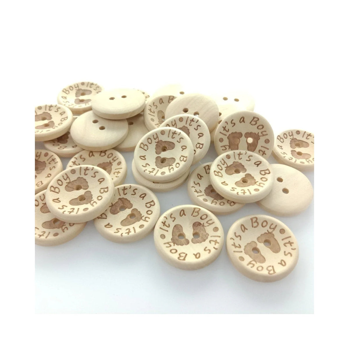 It's a Girl/Boy Wooden Button Natural Wood 15mm, 20mm or 25mm