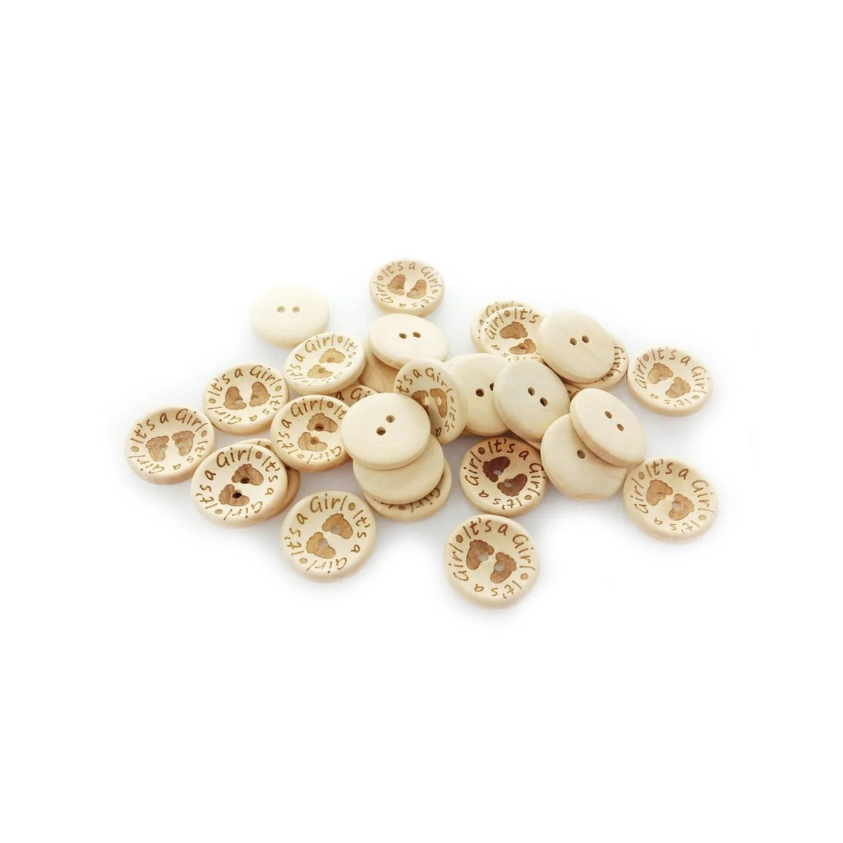 It's a Girl/Boy Wooden Button Natural Wood 15mm, 20mm or 25mm