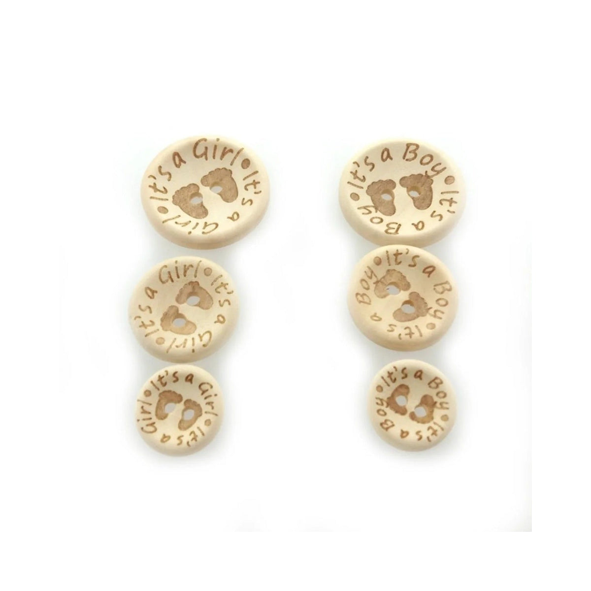 It's a Girl/Boy Wooden Button Natural Wood 15mm, 20mm or 25mm