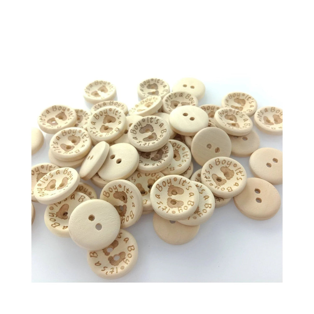 It's a Girl/Boy Wooden Button Natural Wood 15mm, 20mm or 25mm