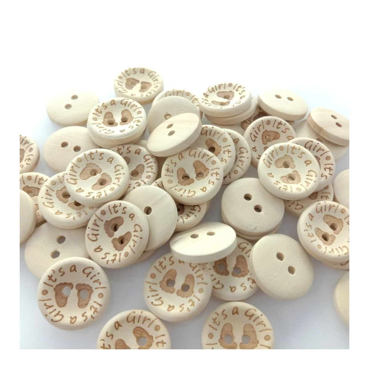 It's a Girl/Boy Wooden Button Natural Wood 15mm, 20mm or 25mm – It's a Girl 20mm 50pcs