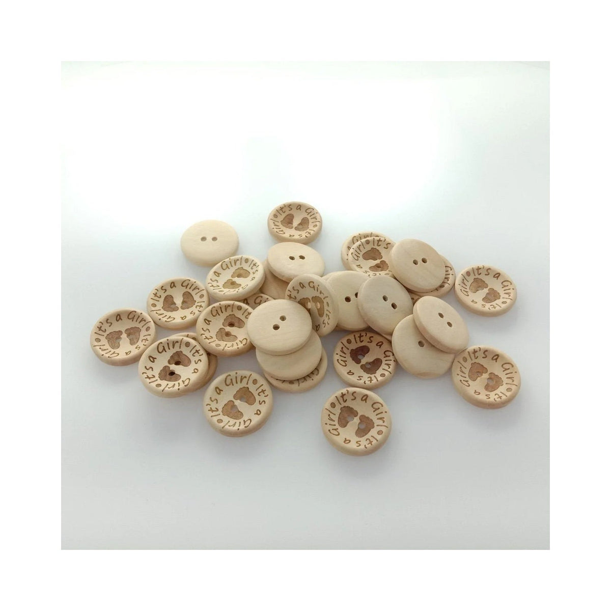 It's a Girl/Boy Wooden Button Natural Wood 15mm, 20mm or 25mm