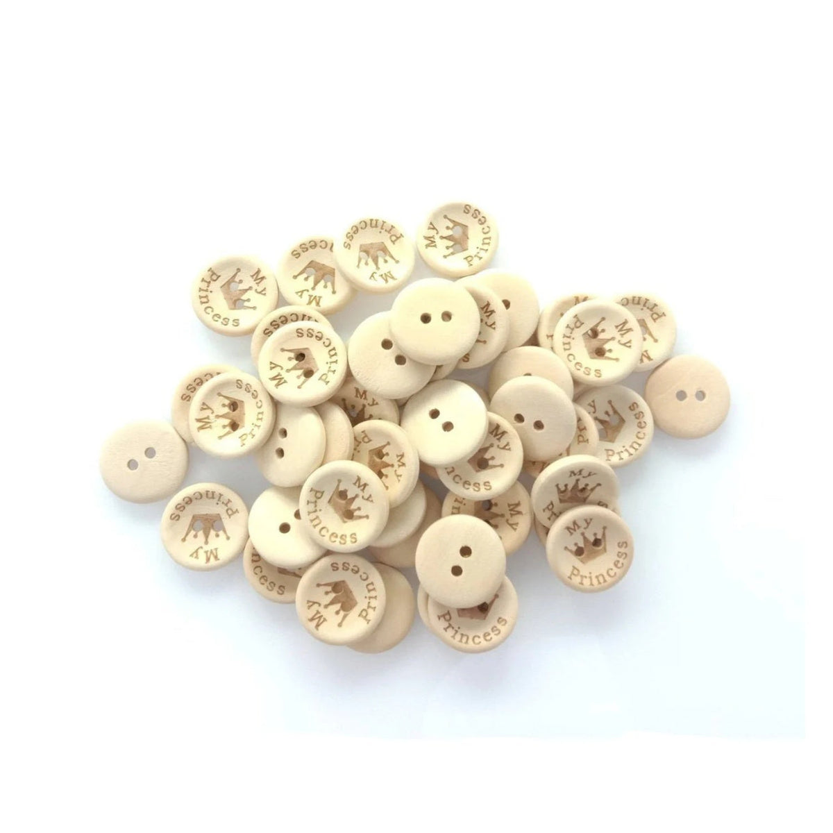 My Princess My Prince Wooden Buttons Natural Wood
