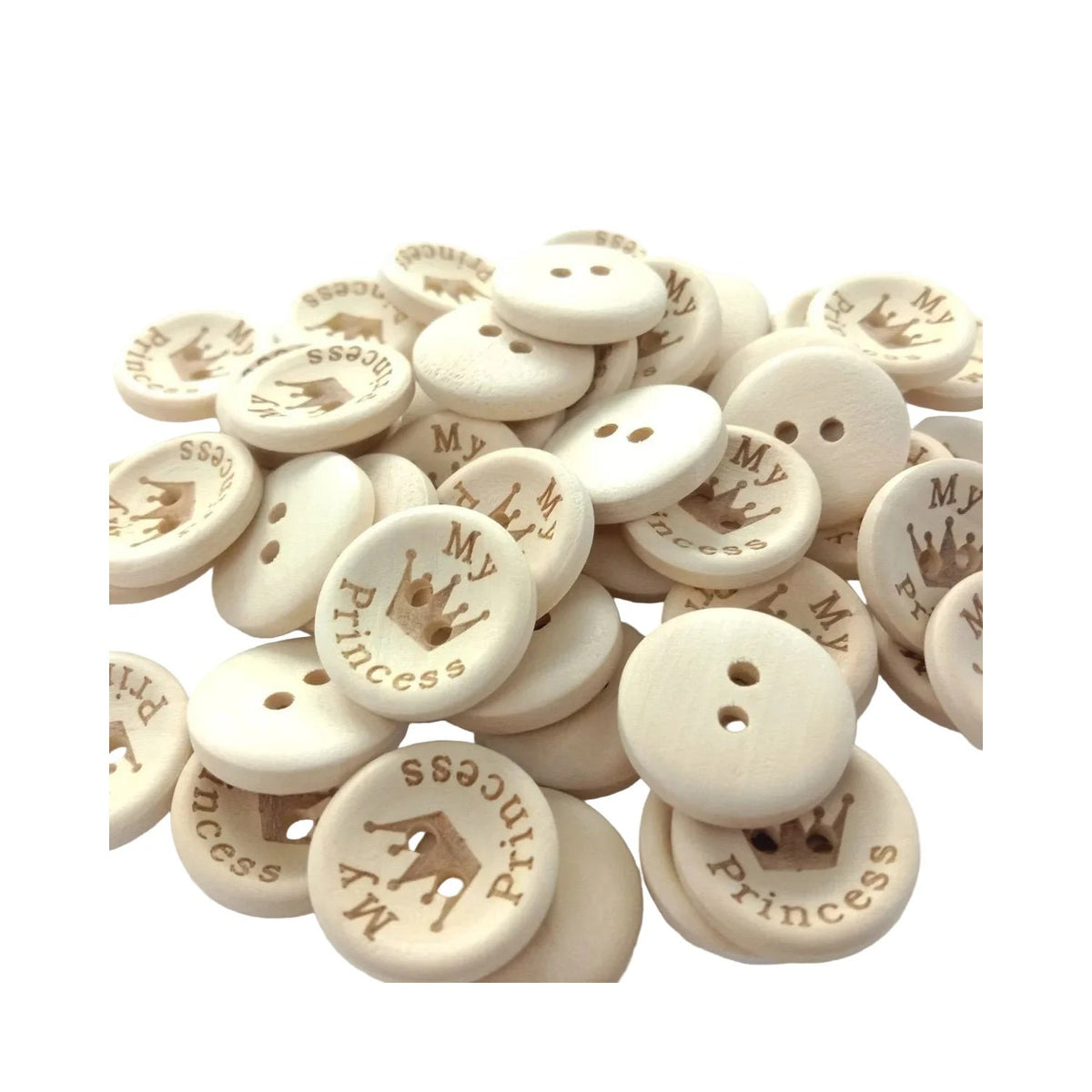My Princess My Prince Wooden Buttons Natural Wood