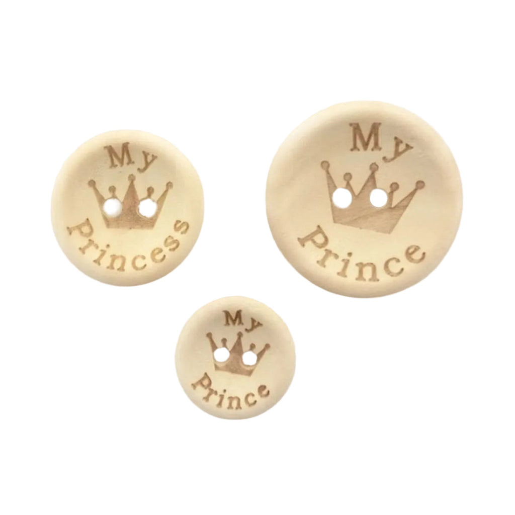 My Princess My Prince Wooden Buttons Natural Wood