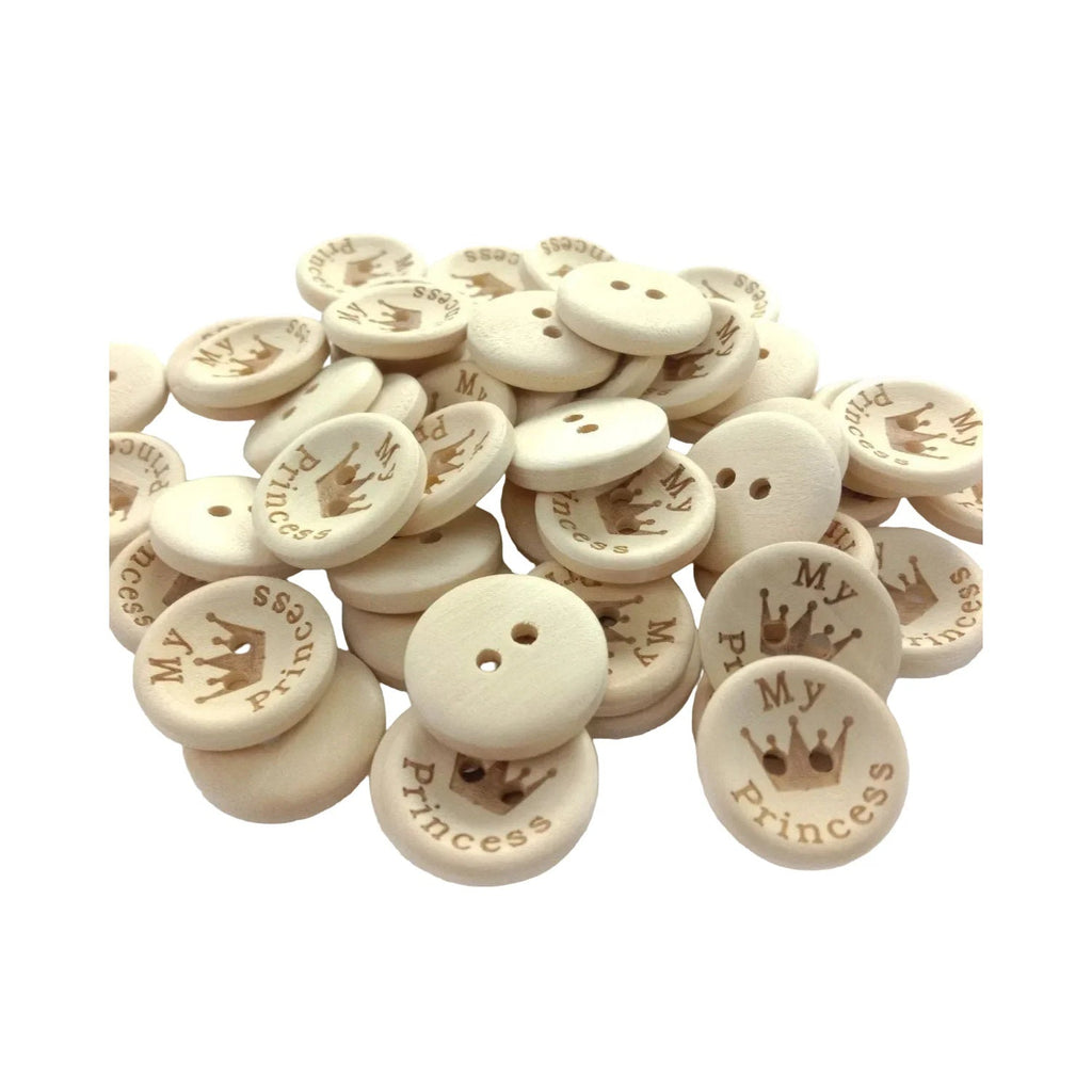 My Princess My Prince Wooden Buttons Natural Wood – My Princess 20mm 50pcs
