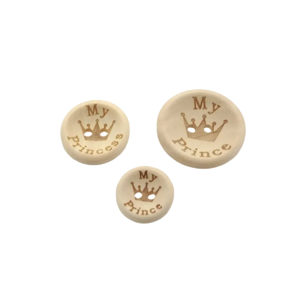 My Princess My Prince Wooden Buttons Natural Wood