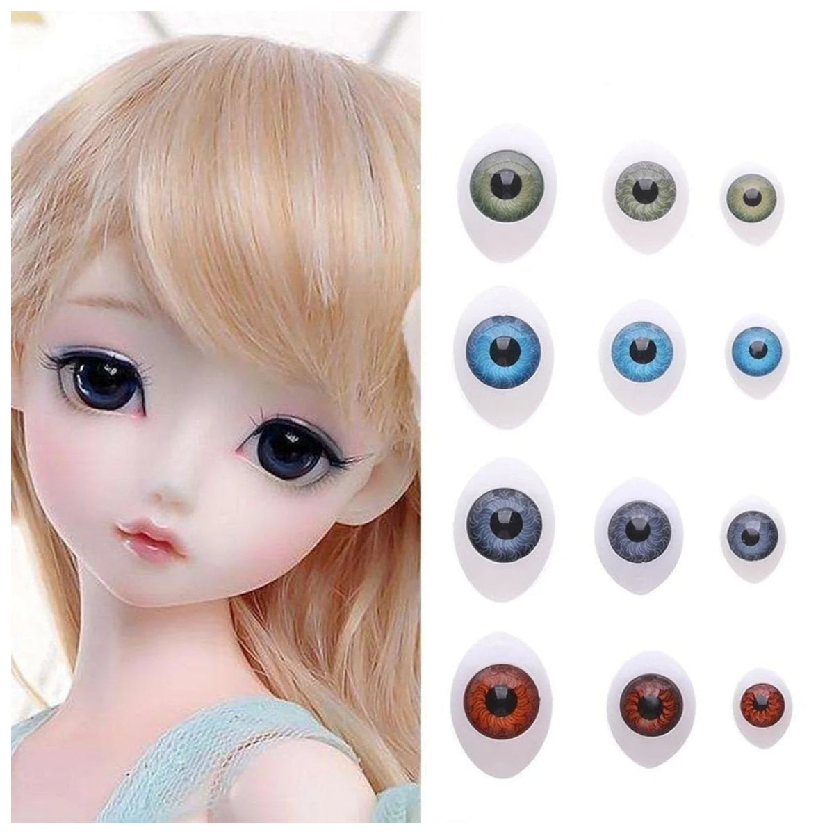 Oval Shaped Plastic Doll Eyes for DIY Toys