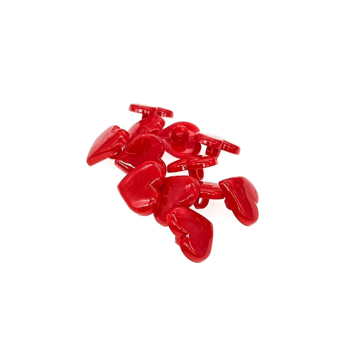 30pcs 17mm Resin Heart Buttons – Red
