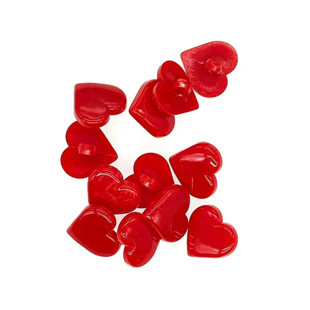 30pcs 17mm Resin Heart Buttons – Red