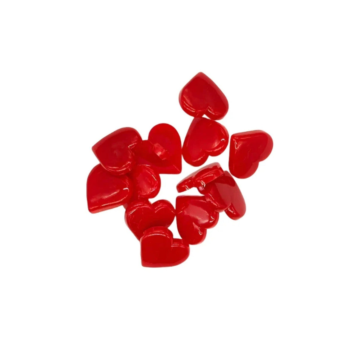 30pcs 17mm Resin Heart Buttons – Red