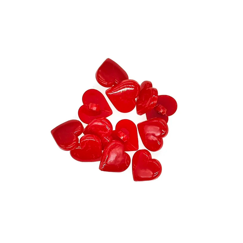 30pcs 17mm Resin Heart Buttons – Red