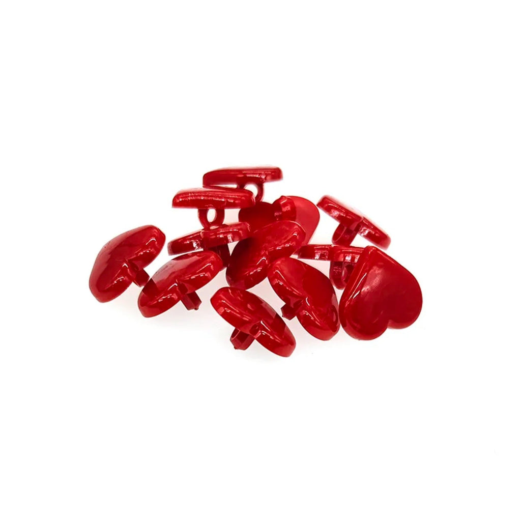 30pcs 17mm Resin Heart Buttons – Red