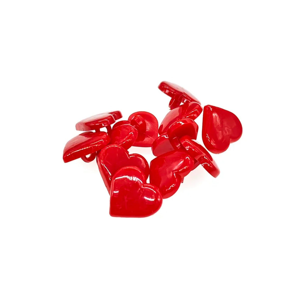 30pcs 17mm Resin Heart Buttons – Red