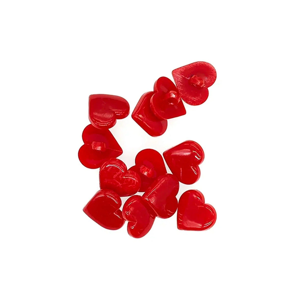 30pcs 17mm Resin Heart Buttons – Red