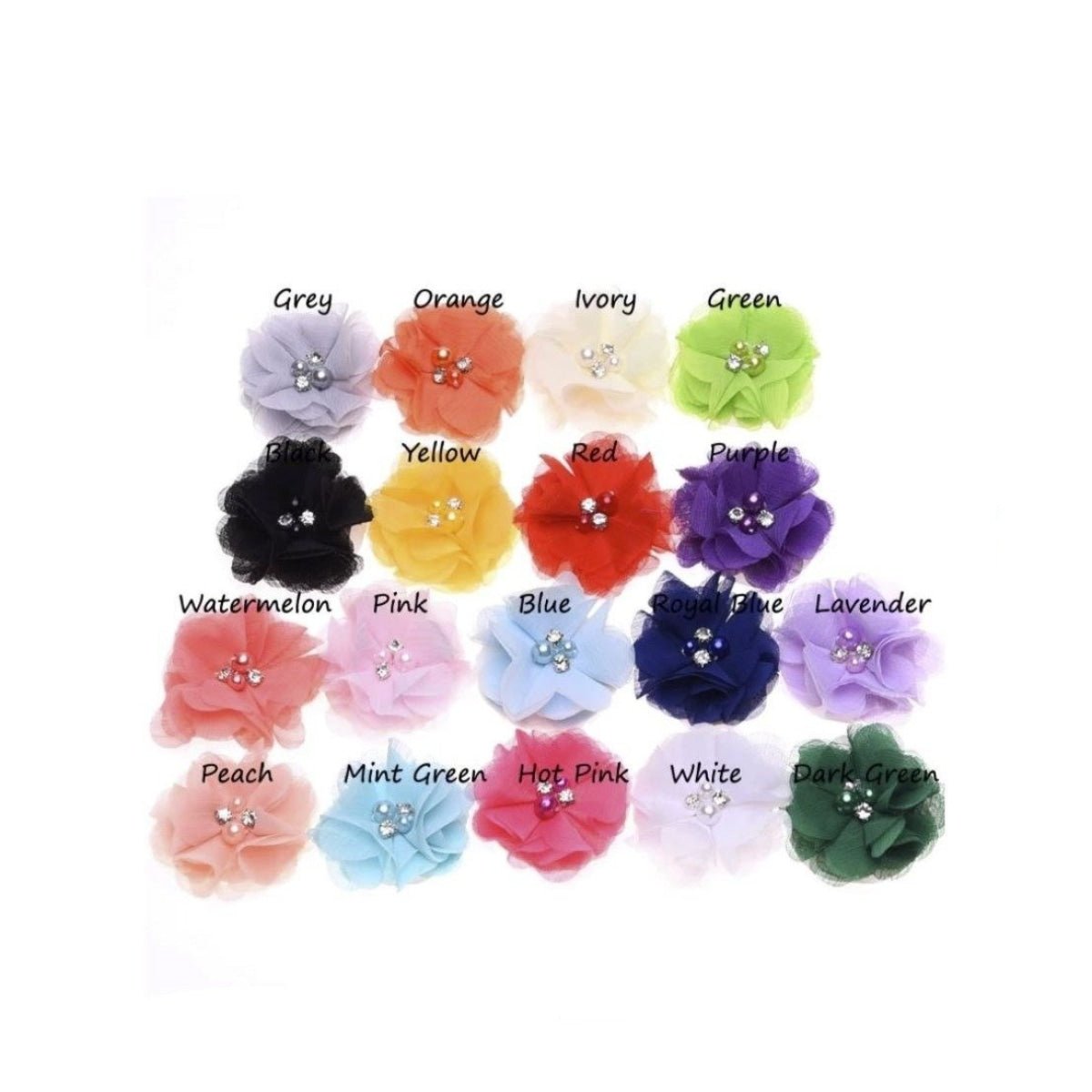 18pcs Artificial Fabric Flower Hair Accessories with Pearl Rhinestones