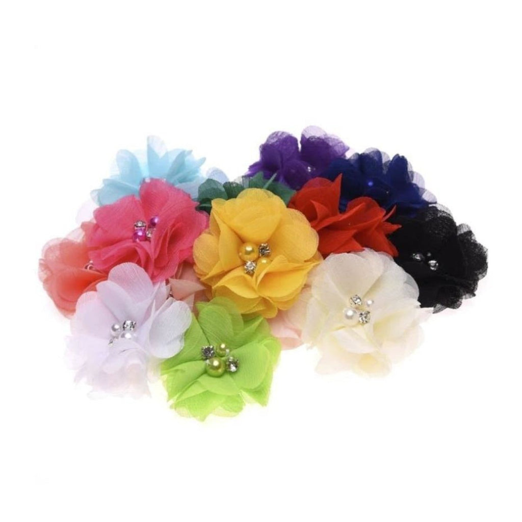 18pcs Artificial Fabric Flower Hair Accessories with Pearl Rhinestones